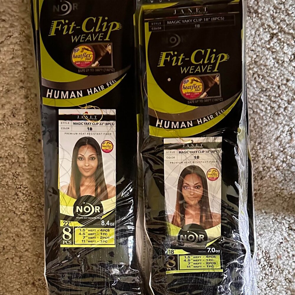 Janet Collection Noir Fit Clip - Natural Black color - 18" or 22" available